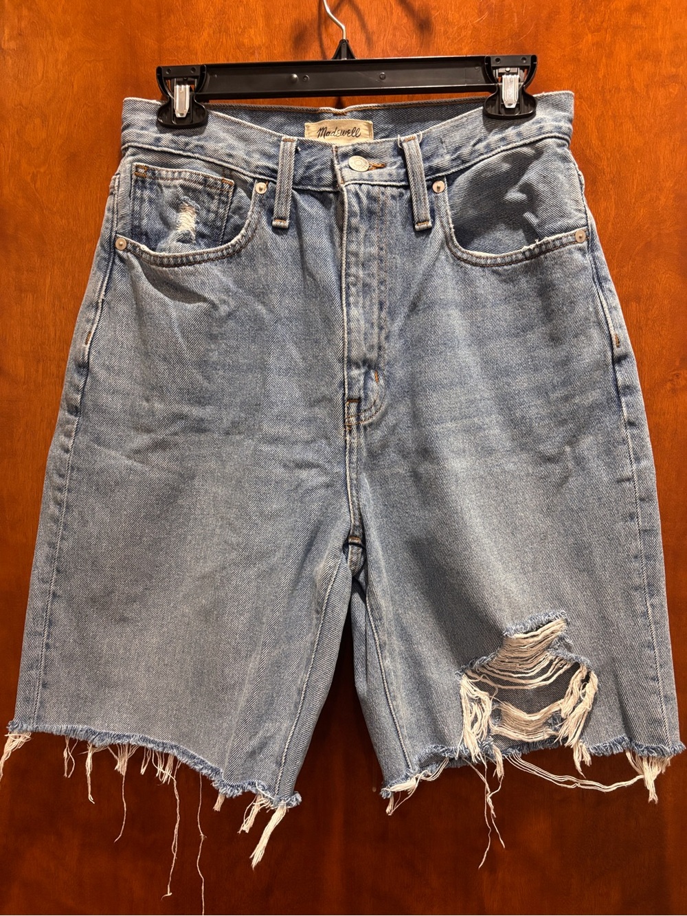 Madewell Light Blue Distressed High-Rise Jean Shorts